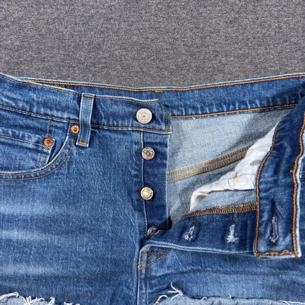 Levi's Blue Distressed Denim Jean Shorts